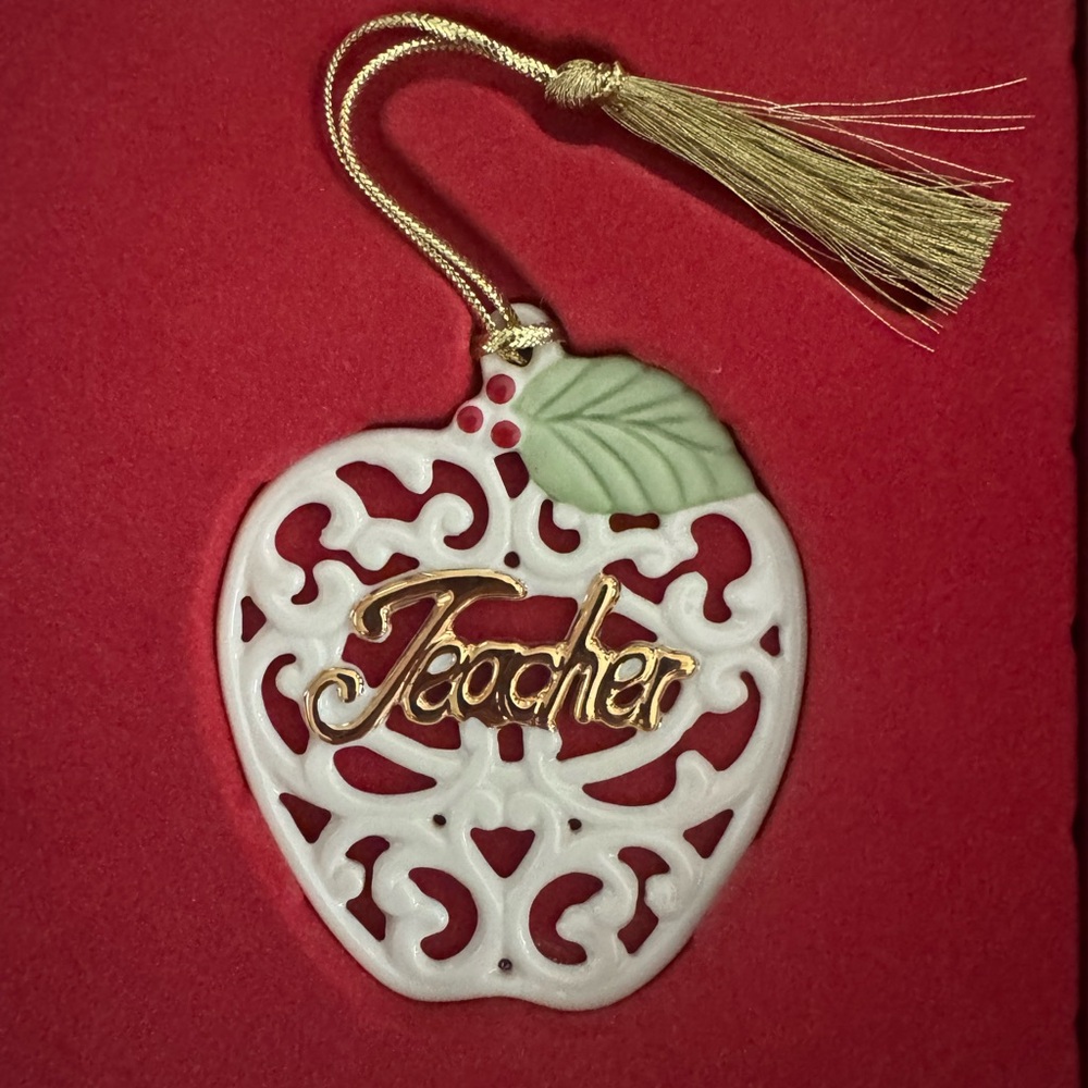 Lenox Gold and White Teacher Ornament